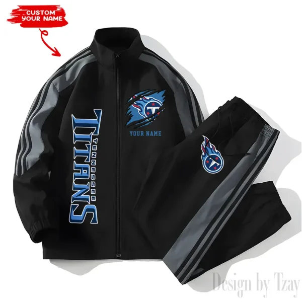 Tennessee Titans NFL New Style Versatile Sports Set Jacket And Pants S9VSS2PS373 - Image 2