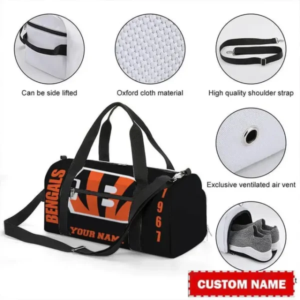 Cincinnati Bengals Personalized Round Travel Bag Best Gift For Fan S9RTB039 - Image 2