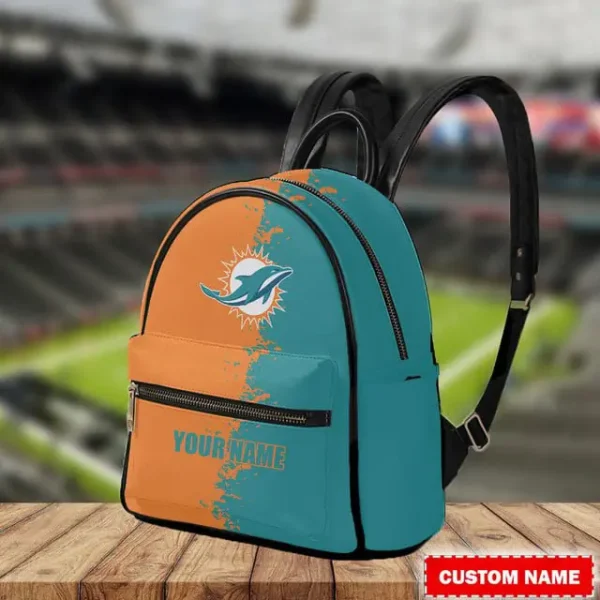 Miami Dolphins Personalized Mini Leather Backpack For Fan SPTMINIBAG003 - Image 2