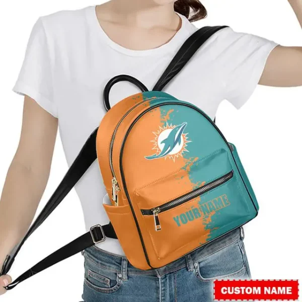 Miami Dolphins Personalized Mini Leather Backpack For Fan SPTMINIBAG003 - Image 3