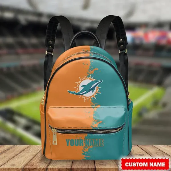 Miami Dolphins Personalized Mini Leather Backpack For Fan SPTMINIBAG003