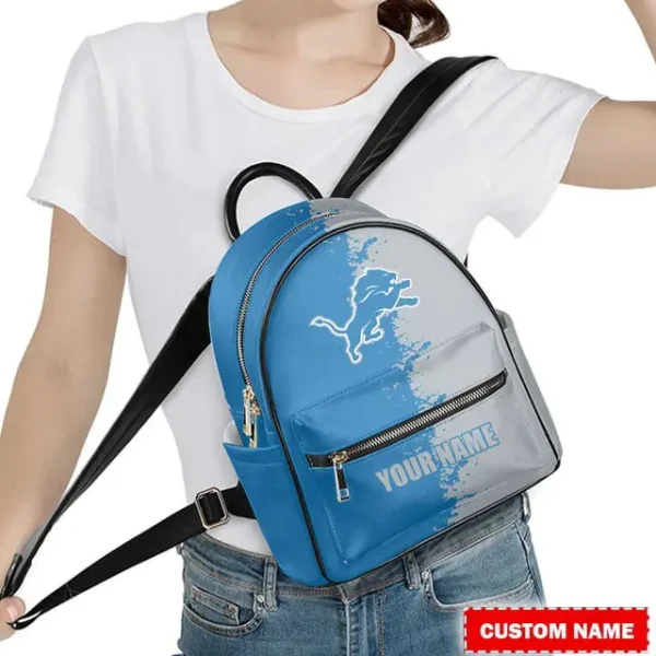 Detroit Lions Personalized Mini Leather Backpack For Fan SPTMINIBAG007 - Image 3