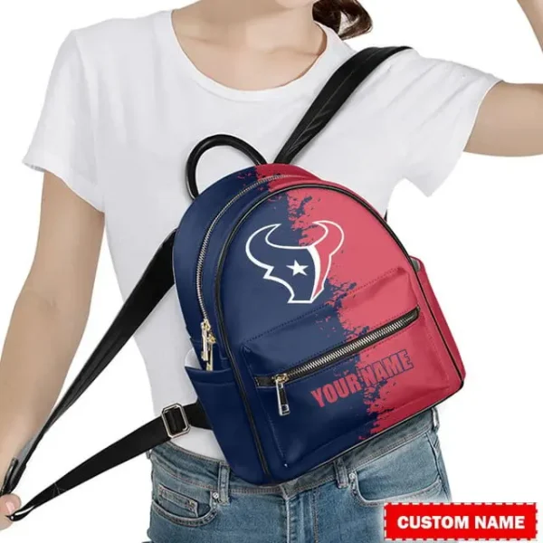 Houston Texans Personalized Mini Leather Backpack For Fan SPTMINIBAG011 - Image 3