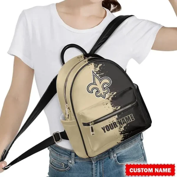 New Orleans Saints Personalized Mini Leather Backpack For Fan SPTMINIBAG012 - Image 3