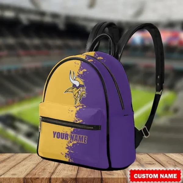 Minnesota Vikings Personalized Mini Leather Backpack For Fan SPTMINIBAG015 - Image 2