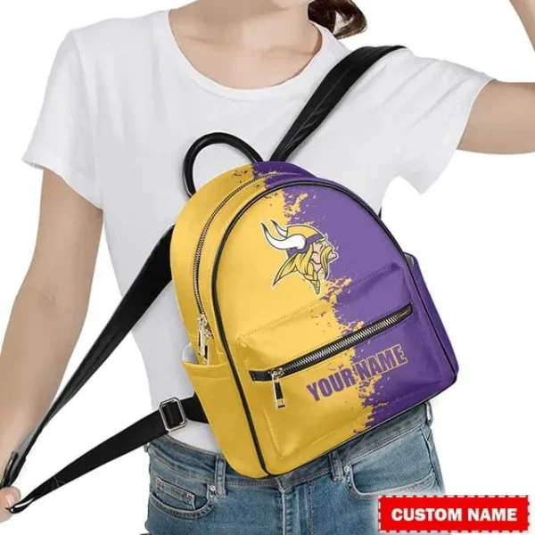 Minnesota Vikings Personalized Mini Leather Backpack For Fan SPTMINIBAG015 - Image 3