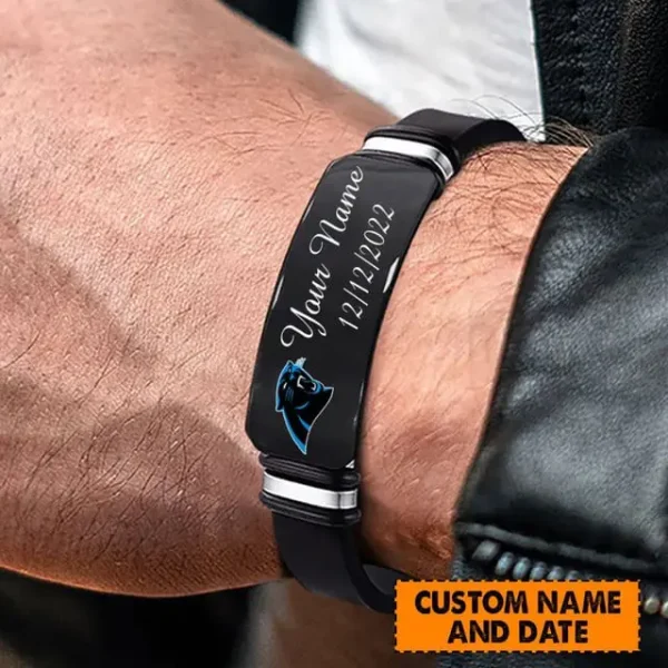 Carolina Panthers Personalized Stainless Steel Bracelet Gifts For Fans AZBRACELET057