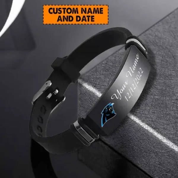 Carolina Panthers Personalized Stainless Steel Bracelet Gifts For Fans AZBRACELET057 - Image 3