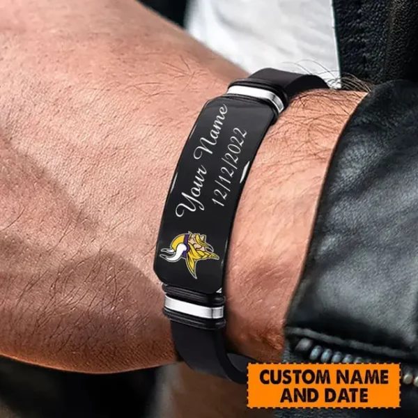 Minnesota Vikings Personalized Stainless Steel Bracelet Gifts For Fans AZBRACELET059