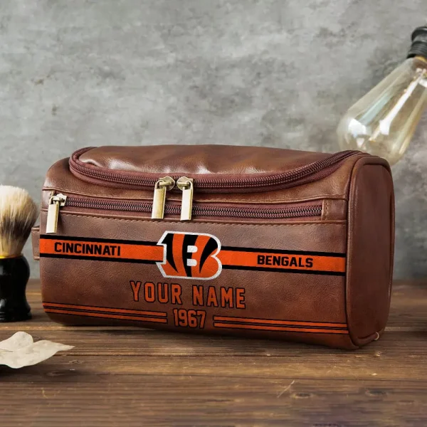 NFL Cincinnati Bengals PURCB106 Leather Cosmetic Bag