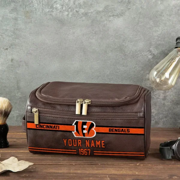 NFL Cincinnati Bengals PURCB106 Leather Cosmetic Bag - Image 3