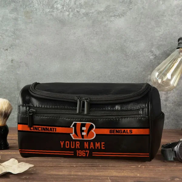 NFL Cincinnati Bengals PURCB106 Leather Cosmetic Bag - Image 4