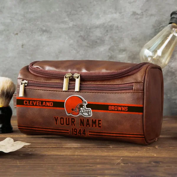 NFL Cleveland Browns PURCB107 Leather Cosmetic Bag