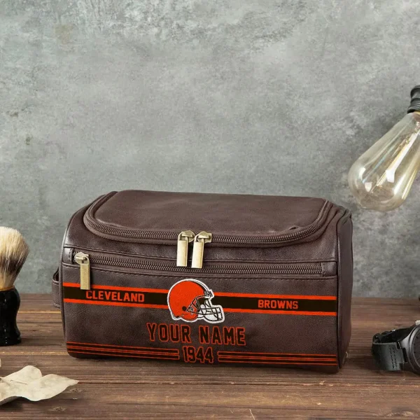 NFL Cleveland Browns PURCB107 Leather Cosmetic Bag - Image 3