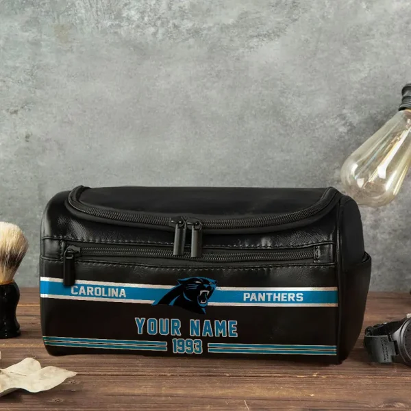 NFL Carolina Panthers PURCB104 Leather Cosmetic Bag