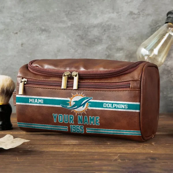 NFL Miami Dolphins PURCB119 Leather Cosmetic Bag