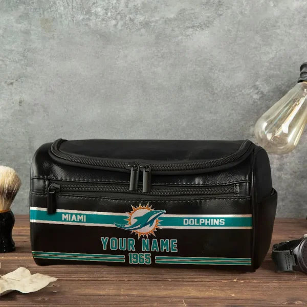 NFL Miami Dolphins PURCB119 Leather Cosmetic Bag - Image 4