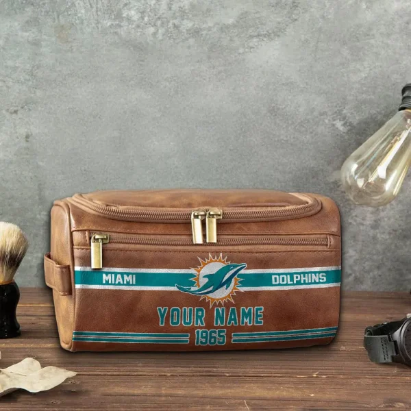 NFL Miami Dolphins PURCB119 Leather Cosmetic Bag - Image 5