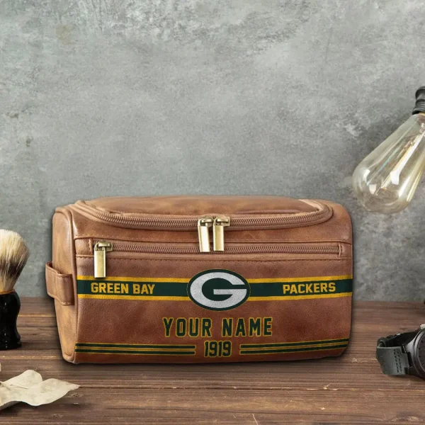 Green Bay Packers PURCB111 Leather Cosmetic Bag