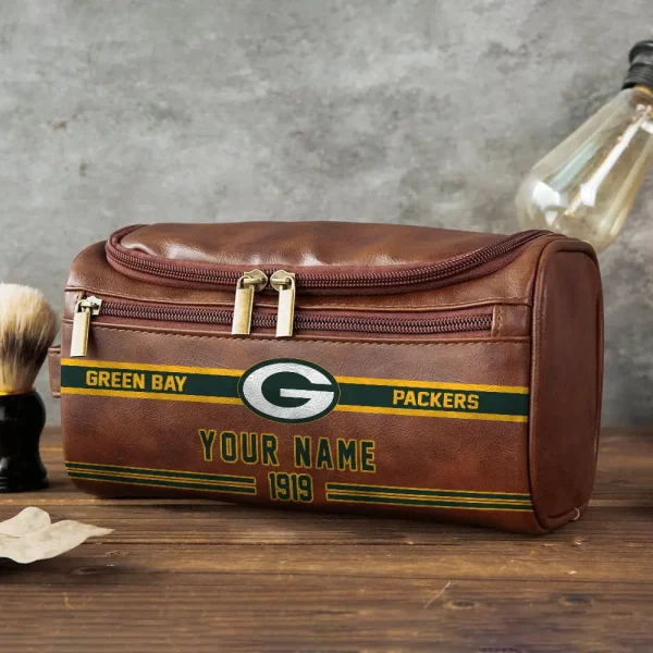 Green Bay Packers PURCB111 Leather Cosmetic Bag - Image 2