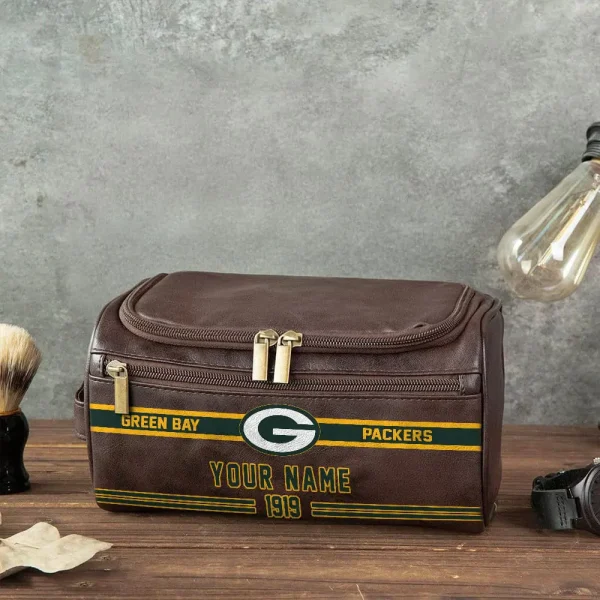 Green Bay Packers PURCB111 Leather Cosmetic Bag - Image 4