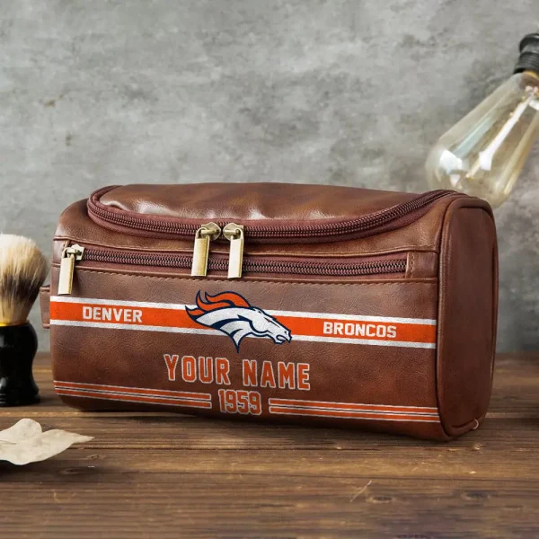 NFL Denver Broncos PURCB109 Leather Cosmetic Bag