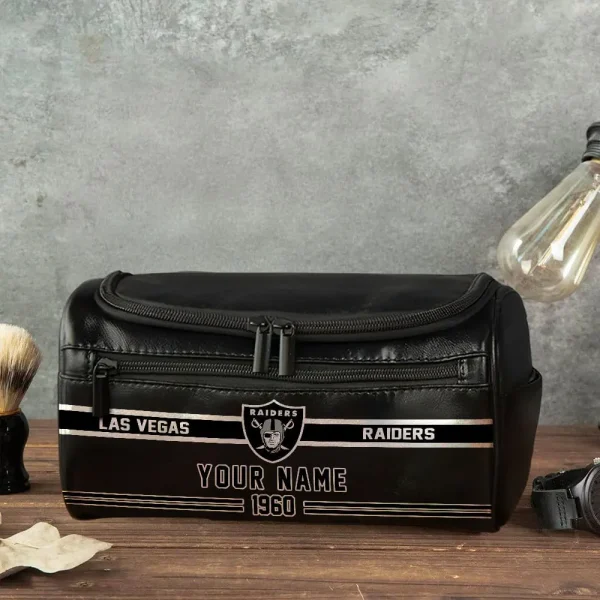 Las Vegas Raiders PURCB116 Leather Cosmetic Bag