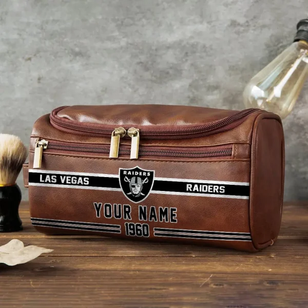 Las Vegas Raiders PURCB116 Leather Cosmetic Bag - Image 2