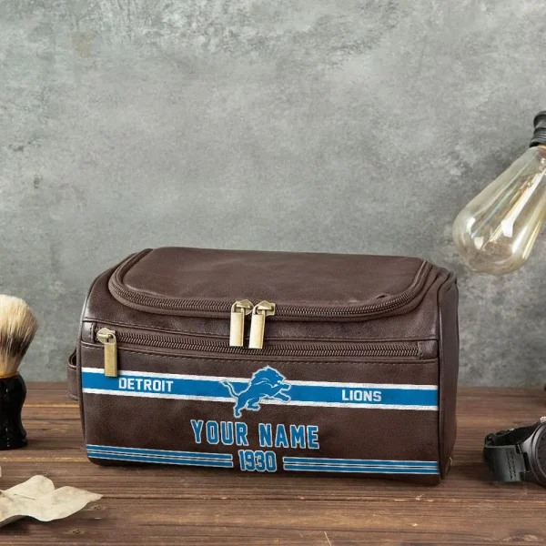 Detroit Lions PURCB110 Leather Cosmetic Bag