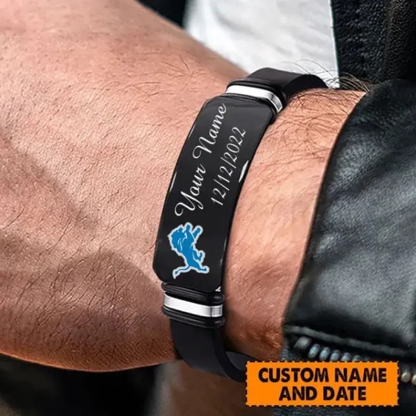 Detroit Lions Personalized Stainless Steel Bracelet Gifts For Fans AZBRACELET065