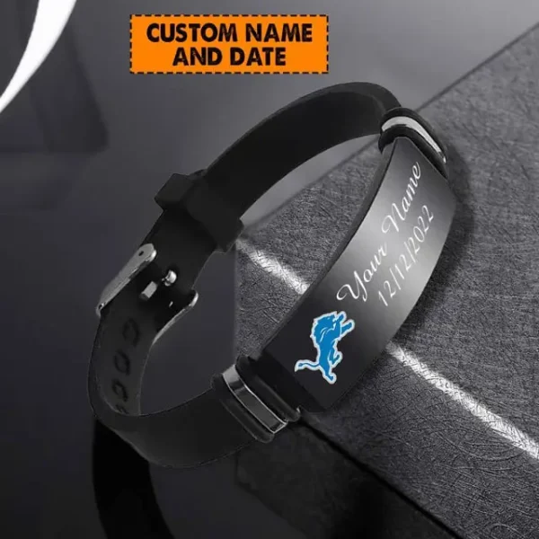 Detroit Lions Personalized Stainless Steel Bracelet Gifts For Fans AZBRACELET065 - Image 3