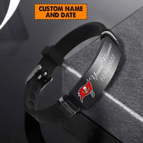 Tampa Bay Buccaneers Personalized Stainless Steel Bracelet Gifts For Fans AZBRACELET066 - Image 3