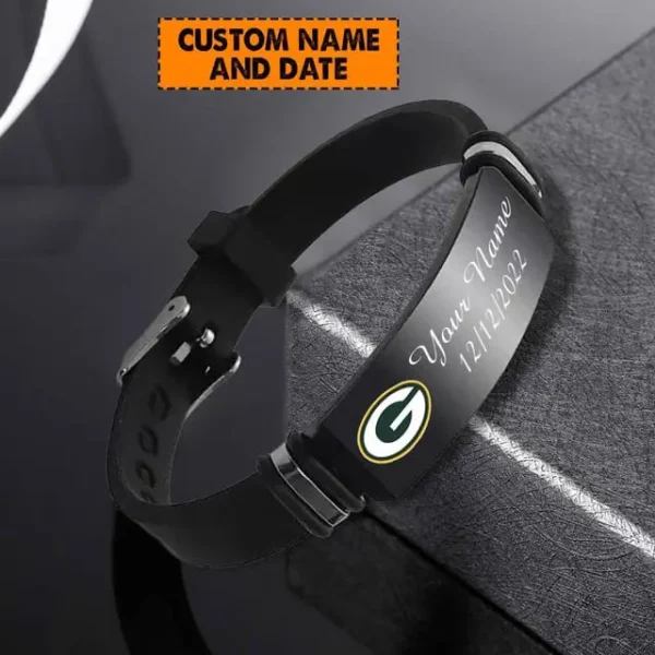 Green Bay Packers Personalized Stainless Steel Bracelet Gifts For Fans AZBRACELET067 - Image 3