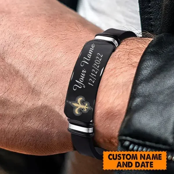 New Orleans Saints Personalized Stainless Steel Bracelet Gifts For Fans AZBRACELET072