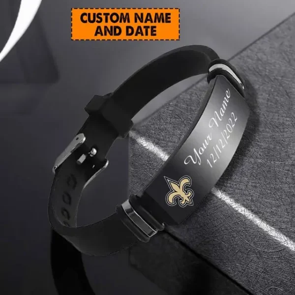 New Orleans Saints Personalized Stainless Steel Bracelet Gifts For Fans AZBRACELET072 - Image 3