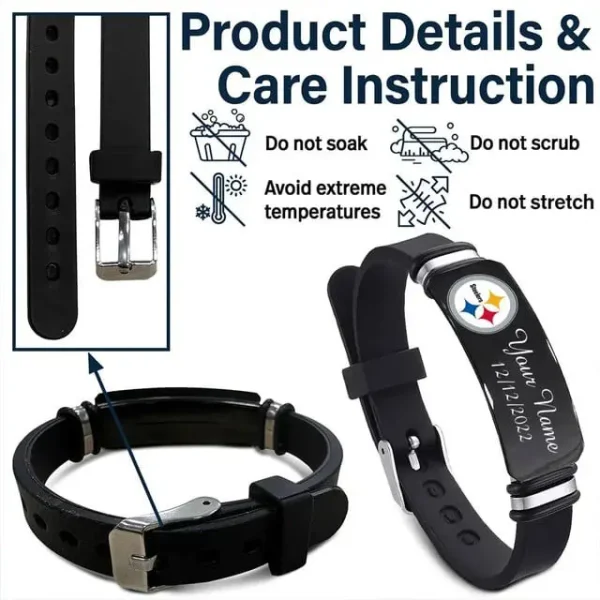 Pittsburgh Steelers Personalized Stainless Steel Bracelet Gifts For Fans AZBRACELET075 - Image 2