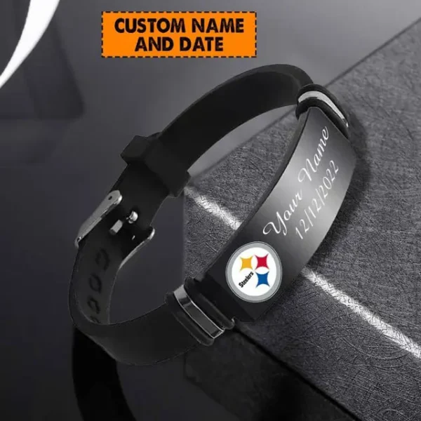 Pittsburgh Steelers Personalized Stainless Steel Bracelet Gifts For Fans AZBRACELET075 - Image 3