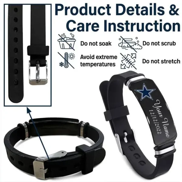 Dallas Cowboys Personalized Stainless Steel Bracelet Gifts For Fans AZBRACELET081 - Image 2