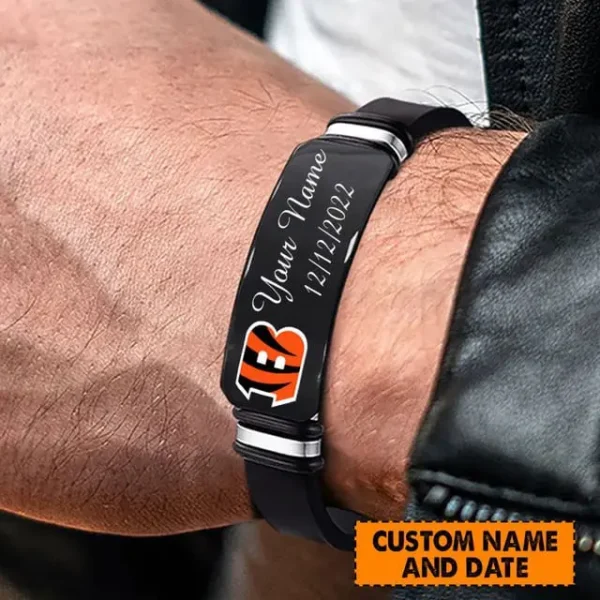 Cincinnati Bengals Personalized Stainless Steel Bracelet Gifts For Fans AZBRACELET085