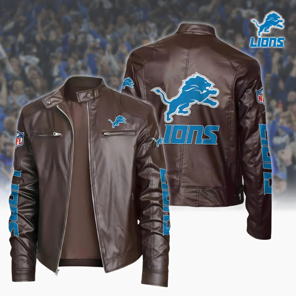 Detroit Lions Custom Name Sport Leather Jacket SPTSLJ002 - Image 2