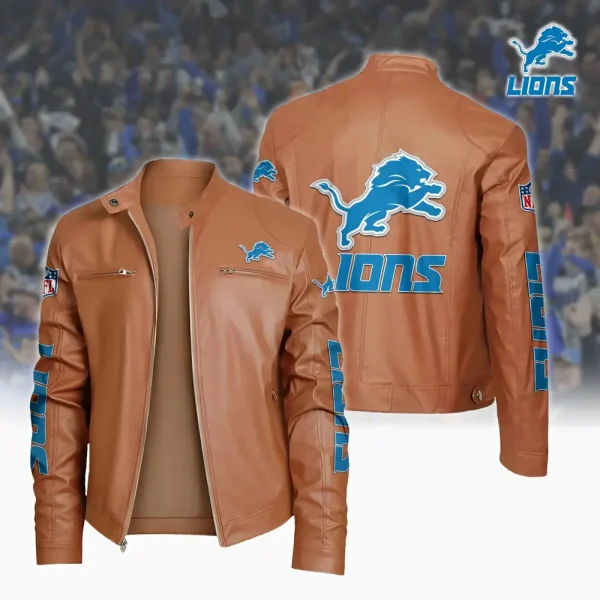 Detroit Lions Custom Name Sport Leather Jacket SPTSLJ002 - Image 3