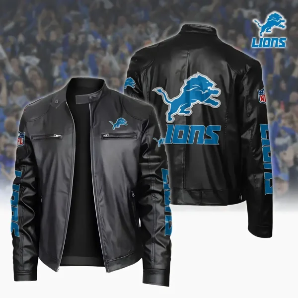 Detroit Lions Custom Name Sport Leather Jacket SPTSLJ002