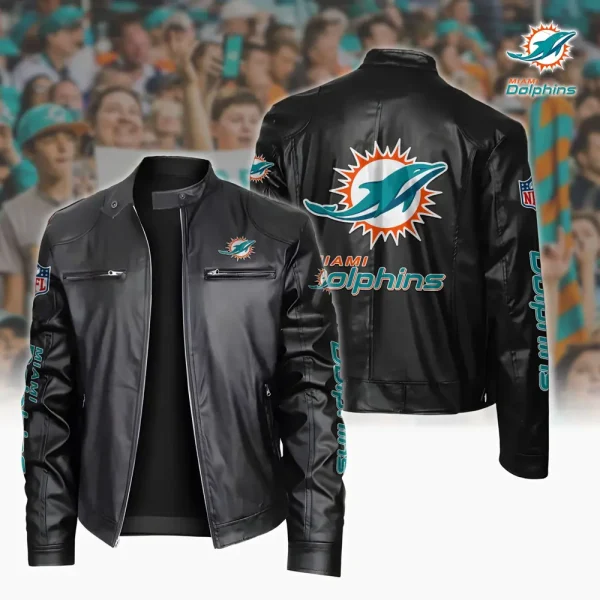 Miami Dolphins Custom Name Sport Leather Jacket SPTSLJ005