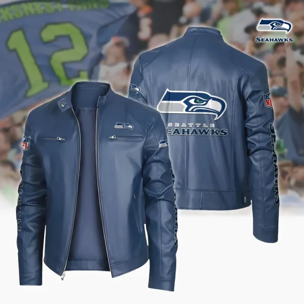 Seattle Seahawks Custom Name Sport Leather Jacket SPTSLJ011 - Image 2