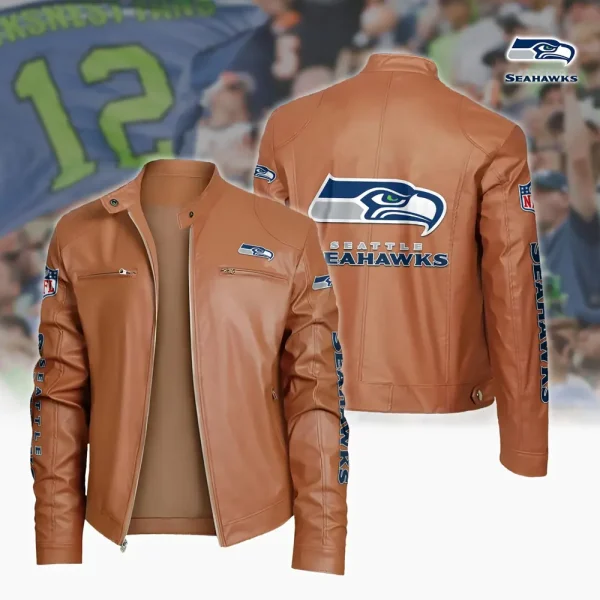 Seattle Seahawks Custom Name Sport Leather Jacket SPTSLJ011 - Image 3