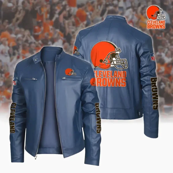 Cleveland Browns Custom Name Sport Leather Jacket SPTSLJ013 - Image 2