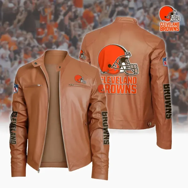 Cleveland Browns Custom Name Sport Leather Jacket SPTSLJ013 - Image 3