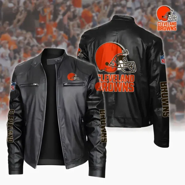 Cleveland Browns Custom Name Sport Leather Jacket SPTSLJ013 - Image 4