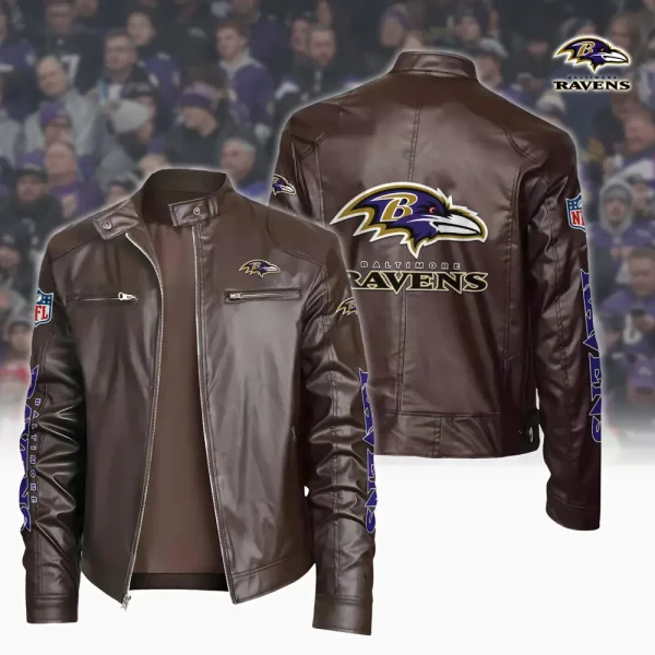 Baltimore Ravens Custom Name Sport Leather Jacket SPTSLJ014 - Image 2