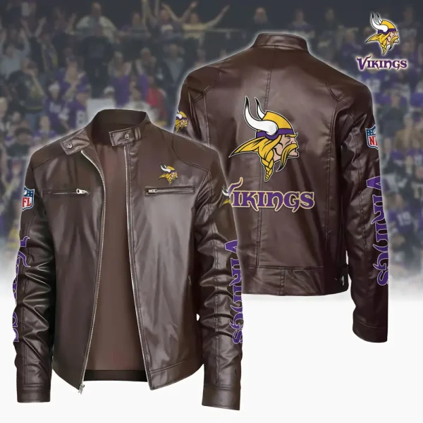 Minnesota Vikings Custom Name Sport Leather Jacket SPTSLJ016 - Image 3